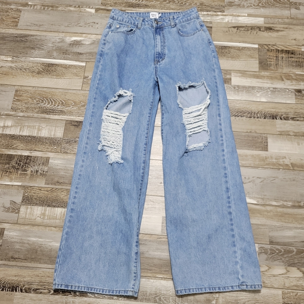 6 Princess Polly Ripped High Rise Wide Leg Denim Jeans